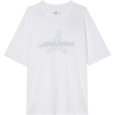 Essentials Color Block Letter Logo Print Soft Comfortable Crew Neck Loose Short Sleeve T-Shirt Women T-Shirts White HM4904100