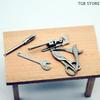 1Set 1:12 Dollhouse Mini Alloy Adjustable Wrench Pliers Tools Set Miniature Repair Model Scene Props Doll House Decor Toys Gift