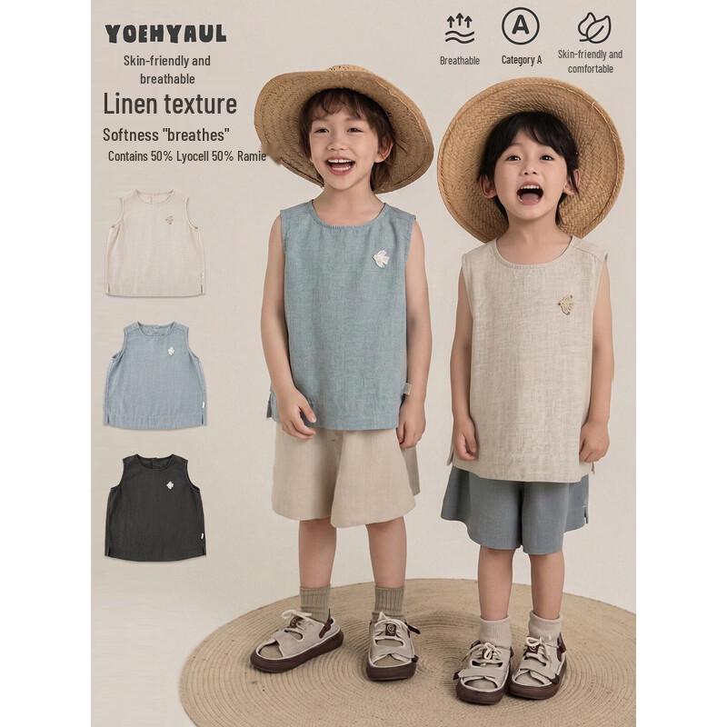 Boy s Lyocell Ramie Blend Sleeveless Summer Top 100 cm