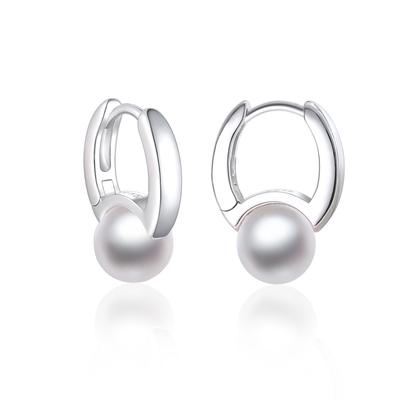 S925 Sterling Silver Pearl Earrings Simple Pearl Earrings Ear Buckle Earrings Retro Cold Style High Sense