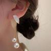 S911 Silver Needle Leaf Stud Earrings Pearl Cute Flower Earrings, Korean Mori Leaf Petals Internet celebrity earrings