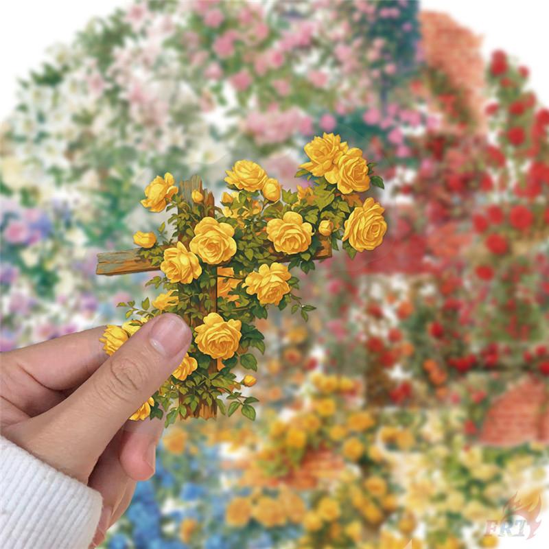 50Pcs/Set Retro Flower Wall Series 01 PET Stickers Waterproof DIY Fashion Doodle Decals Stickers