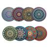 Retro Holz Mandala Untersetzer Set Rund Hitzebeständig Katzen-Thema Tassenunterlage Partyzubehör Getränkeunterlagen für Bar, Büro, Heimdekoration