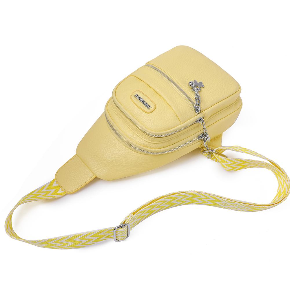 Women Chest Bag PU Leather Fashion Shoulder Bag Simple Casual Chest Waist Pocket