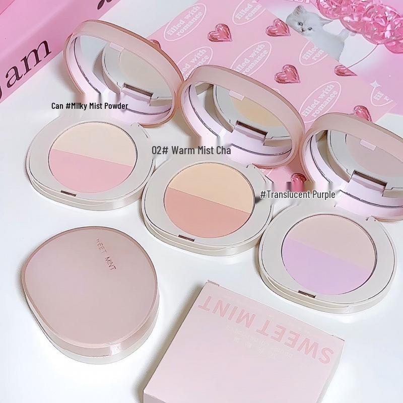 SweetMint Dual-Color Powder: Translucent, Oil-Control, Long-Lasting Setting Highlight for Natural Brightening & Portability.
