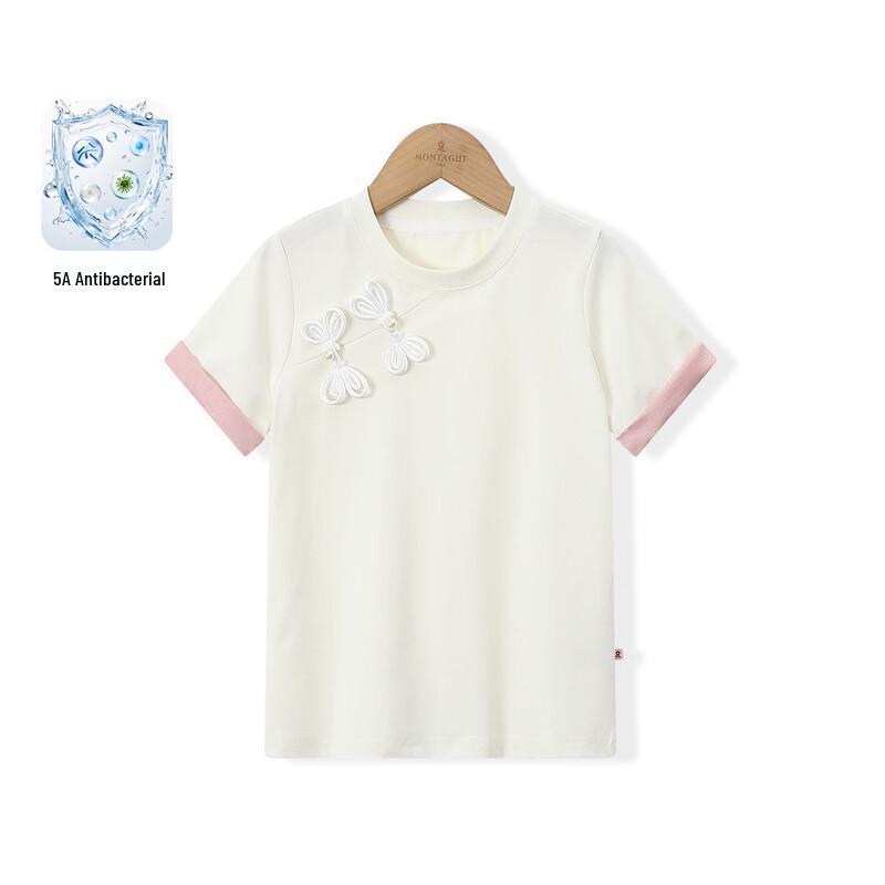 Montagut Mädchen-T-Shirt im neuen chinesischen Stil 2026 – antibakteriell, Kurzarm