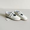 Sheepskin Silver Velcro Sports Mary Jane Shoes Versatile Round Head Casual Sneakers Women's Flat Ballet Training Shoes