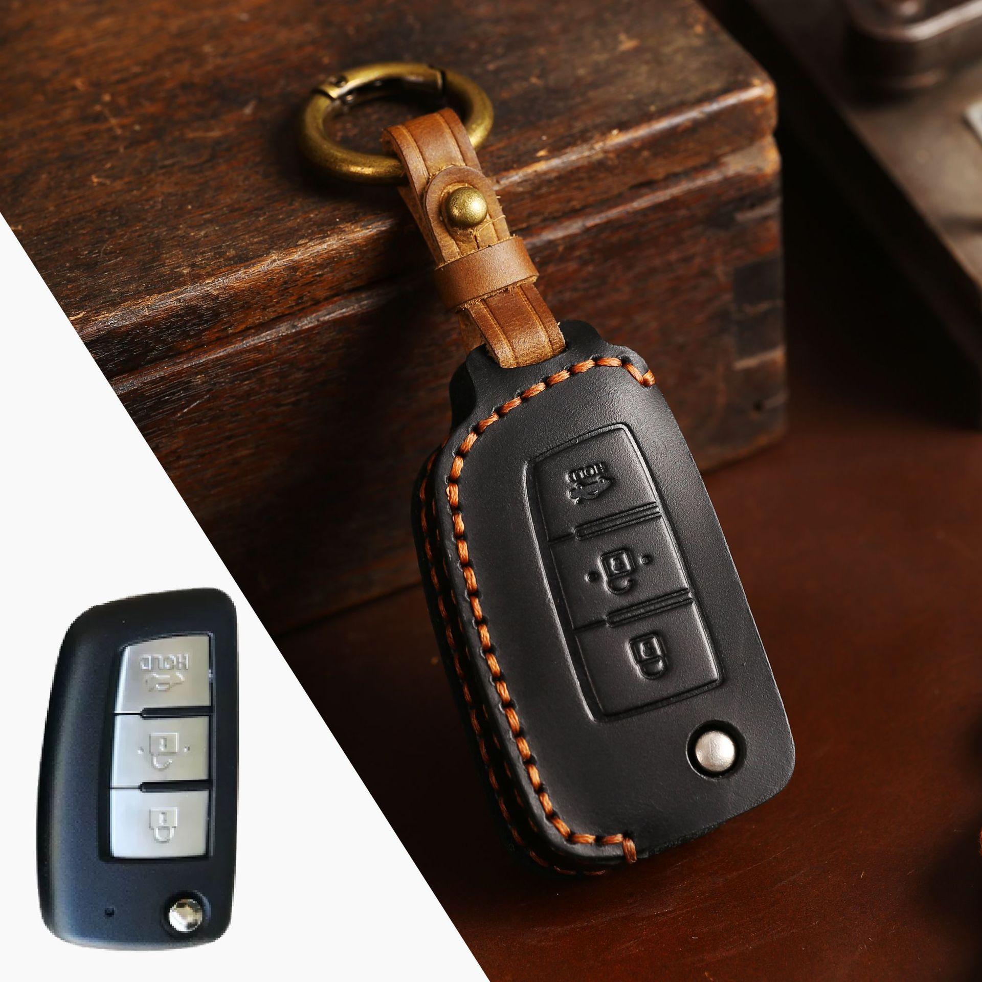

Suitable for Nissan Classic Xuanyi Tiida Car Key Cover Qijun Qashqai Jinke Key Case Buckle High-end leather