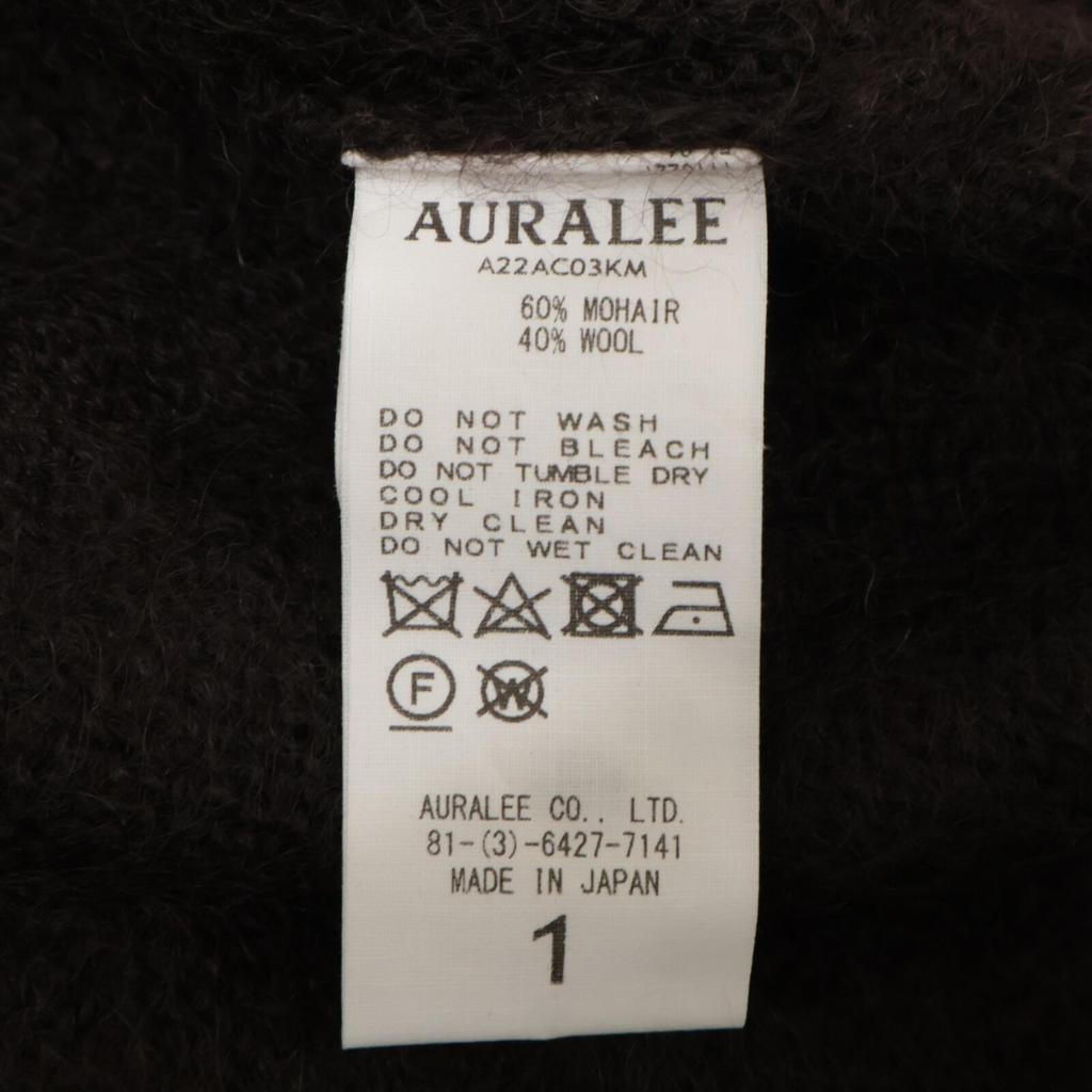 AURALEE A22AC03KM Dark Brown Brushed Super Kid Mohair Knit Long Cardigan Tops 1 BrownUsed
