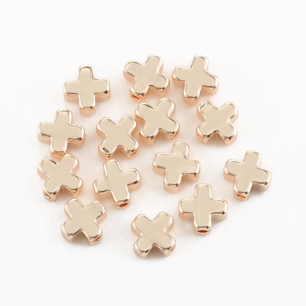10pcs Copper Beads Charms Cross Heart Star Moon Beads Plated Crafts Color Retention Beads for Jewelry Making Diy Bracelet Necklace