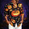 Men's Casual Long-Sleeve Shirt with Halloween Print for Spring ,Summer and Fall