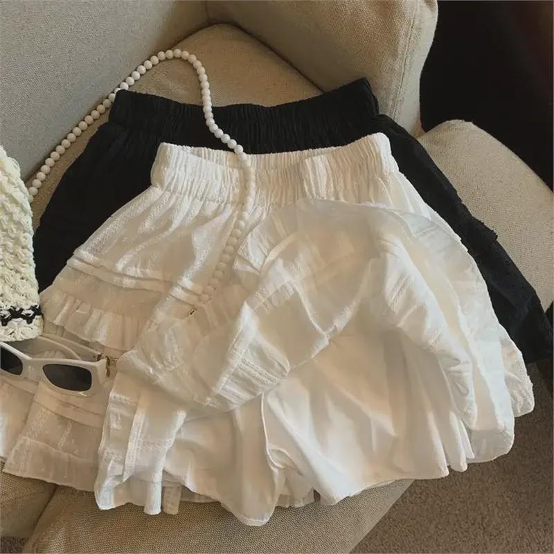 Women's French-Style High Waist Puffy White A-Line Skirt - New Summer Small Size Ballet Skirt