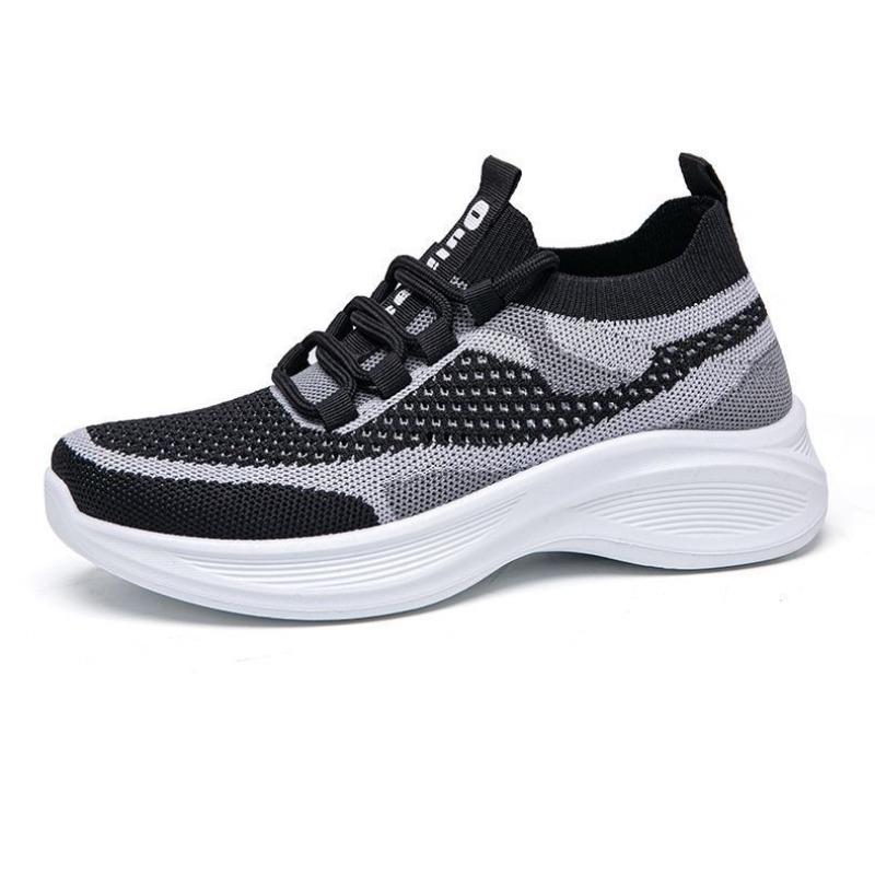 Women's Shoes Summer New Versatile and Comfortable Casual Knitted Mesh Breathable Board Shoes Casual Shoes Mesh Shoes Lace-up