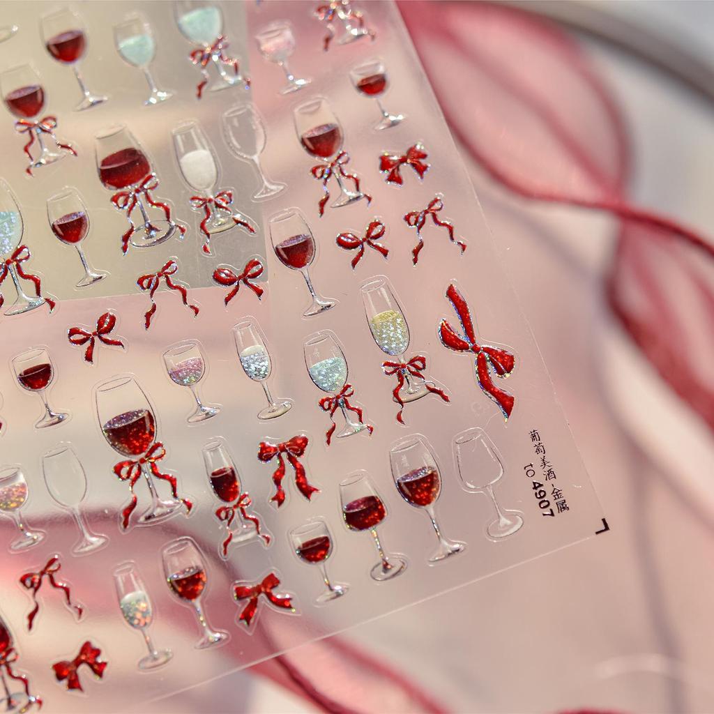 Tomoni Metal Nail Stickers - Popular Japanese Wine Glass Nail Art Accessories