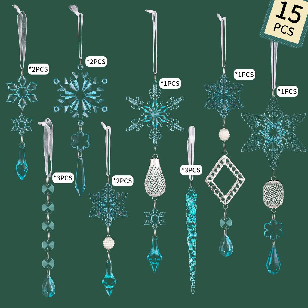 For Tree Decoration Christmas Ornaments Blue Versatile Holiday Decoration Set Crystal-Clear Finish Easy To Hang
