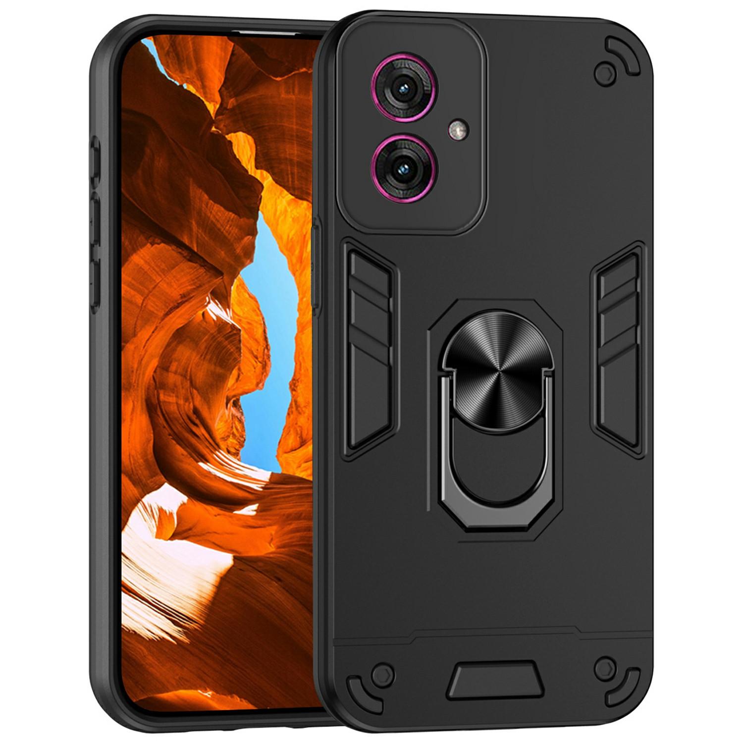 

For Motorola Moto G55 5G Case PC+TPU Drop Defend Phone Cover with Ring Kickstand A