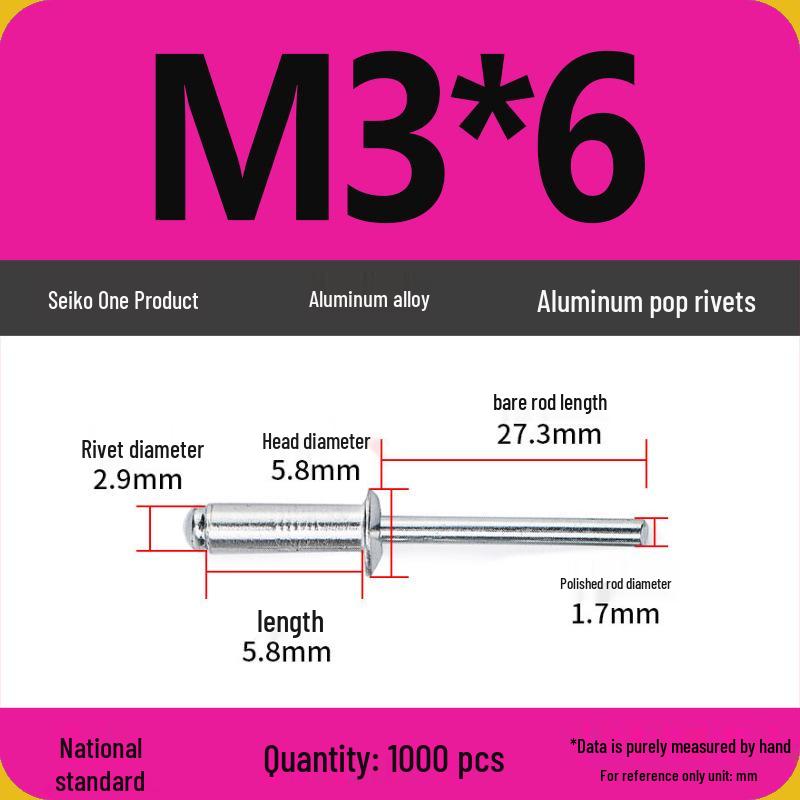 Aluminum Blind Rivets & Nuts - Black Round Head, Extended Shank, M4/M5/M6