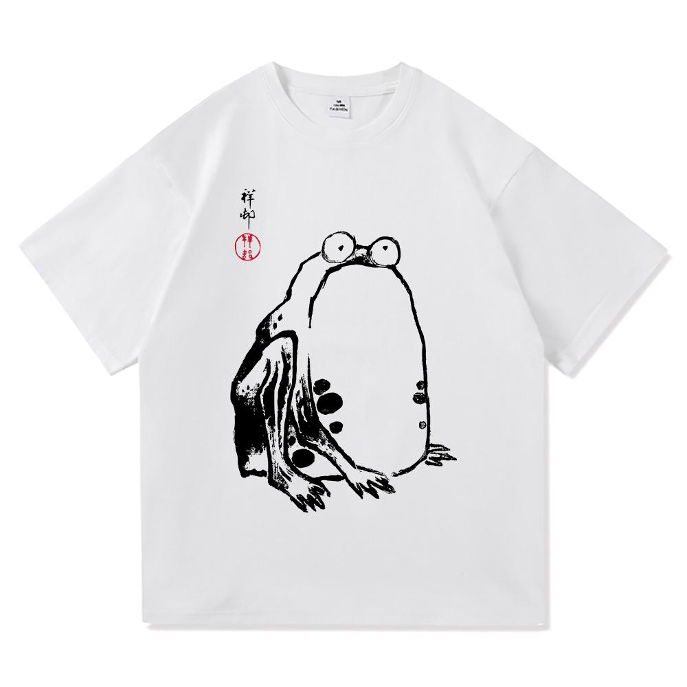 Vintage Unimpressed Frog T Shirt Fashion Men/Women Aesthetic Funny Japanese Anime T-Shirt High Quality Casual Cotton Tees Shirts