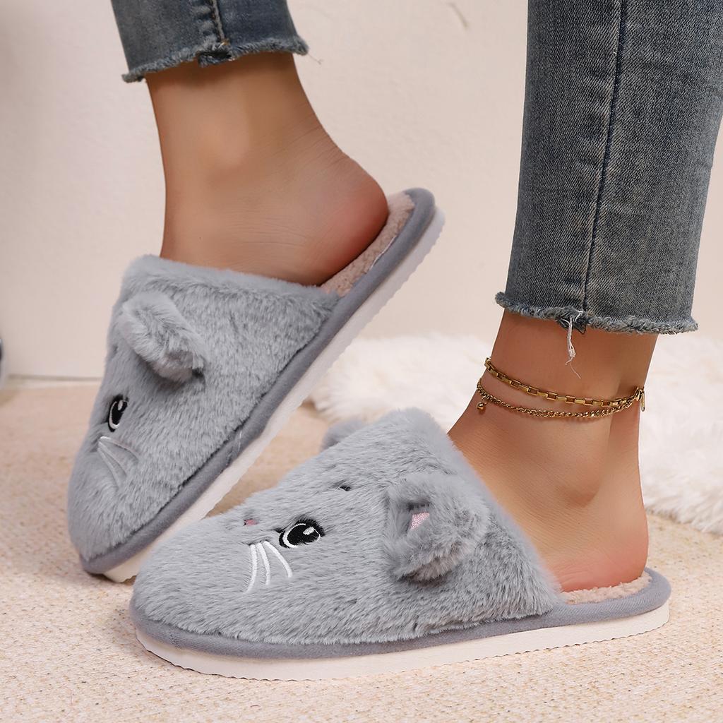 Home Slippers, Comfortable and Warm Open Toed Soft Plush Shoes, Solid Color Indoor Floor Slippers