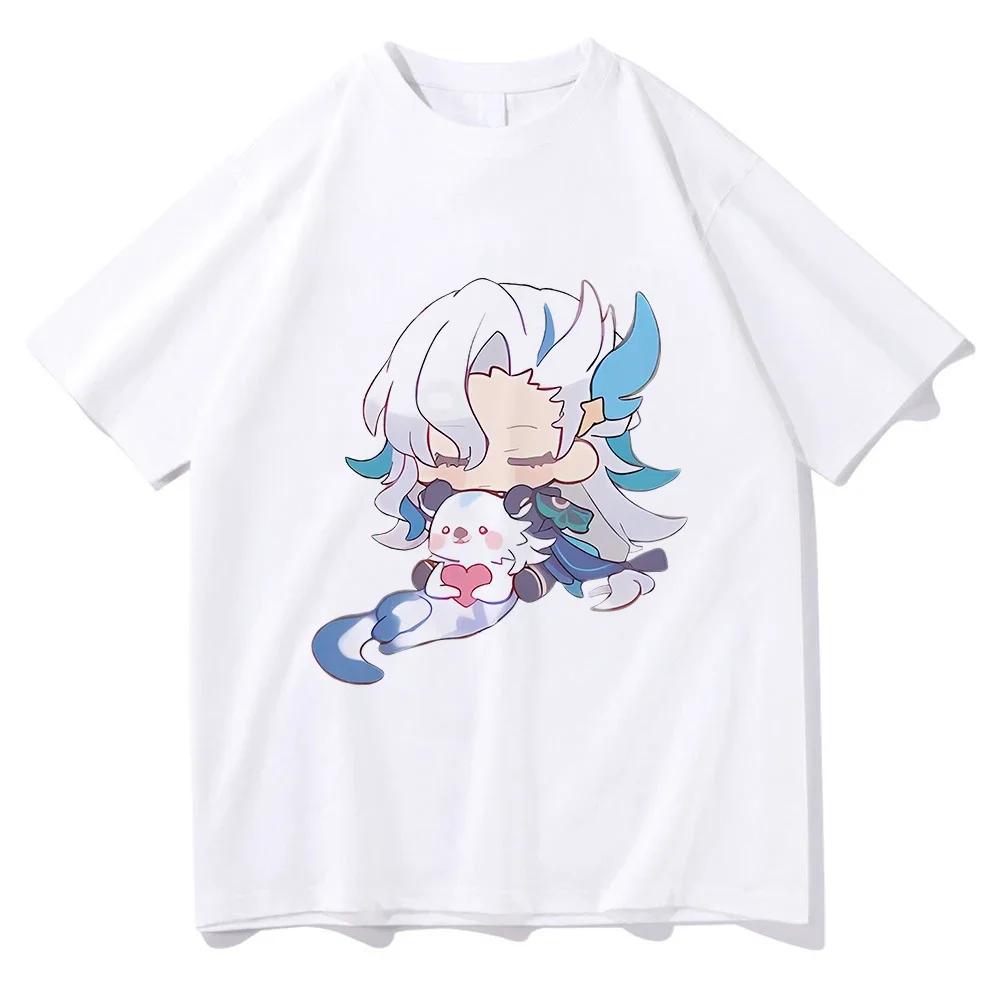 Genshin Impact T-shirt Women Clothes Fashion Harajuku Funny Kawaii Neuvillette Print Short Sleeve Tee Shirt Anime Clothing Tops