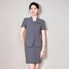 Women's Gray Summer Suit Set: Short-Sleeved Professional Attire for Hotel Front Desk or Jewelry Store