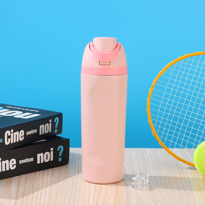 Water Bottle Stainless Steel Fruit Thermos Cup Portable Cover Lock Bouncing Cup Large Capacity Outdoor Sports Water Cup