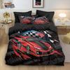 Racing Sports Car Print Bedding Set: Customizable Three-Piece with Pillowcase