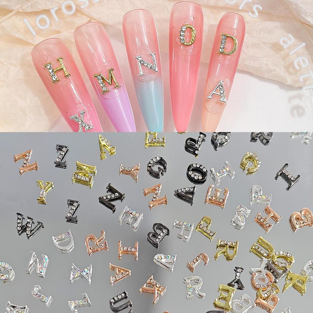 Light Luxury Rhinestone Alphabet Nail Art Alloy Decor