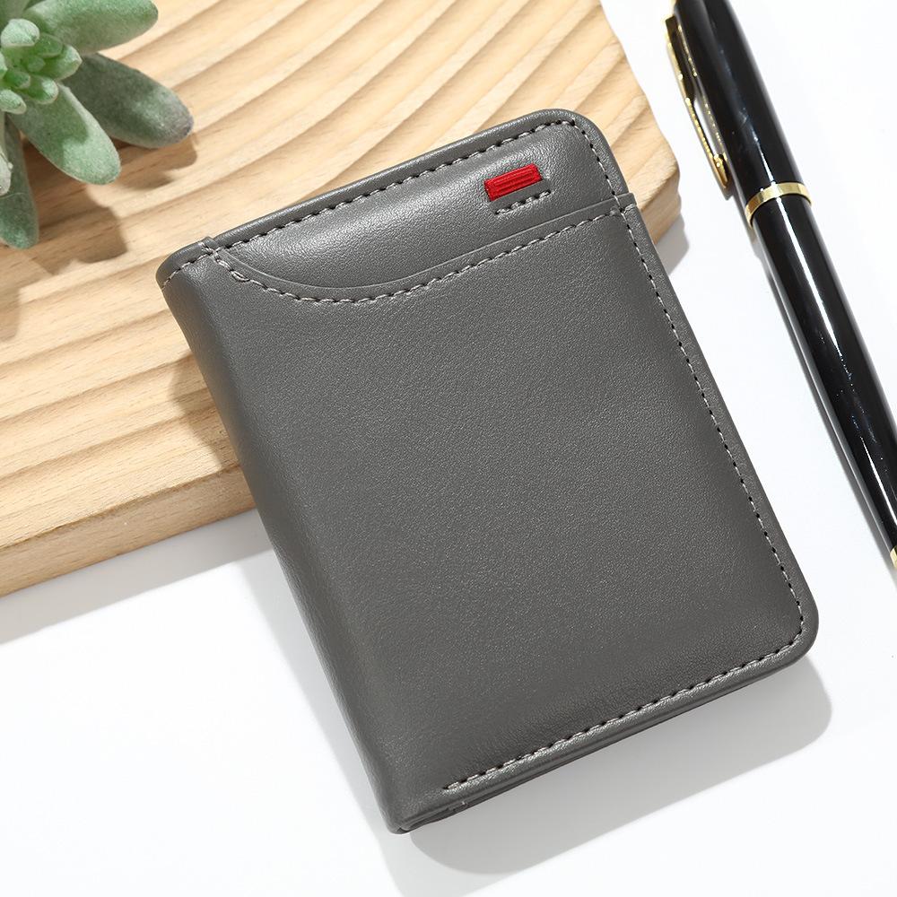 Men’s Slim Bifold Wallet, Compact PU Leather Card Holder with Multiple Card Slots, Cash Pocket, ID Window, Minimalist Small Wallet for Everyday Carry