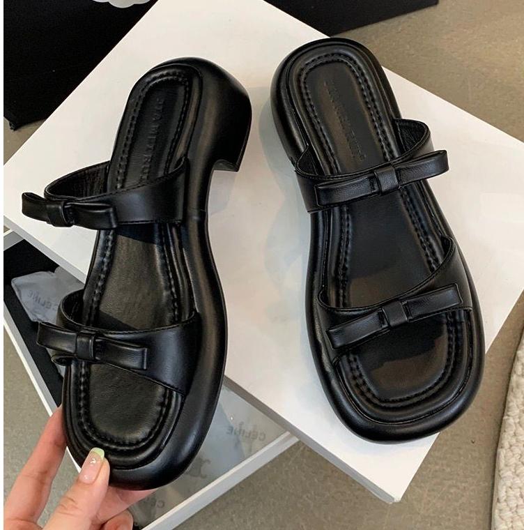 

Новые летние женские тапочки 2025 Стильные с открытым носком на низком каблуке Серебристые Женские удобные пляжные туфли Сапатилас 40 чёрный