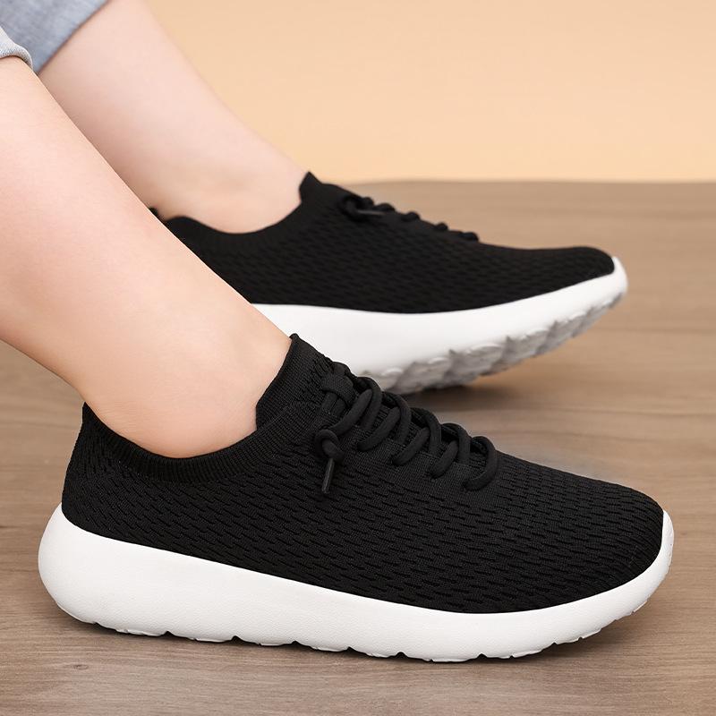 Shoes Men's Shoes Sports Shoes Summer New Style Breathable Casual Single Shoes EVA Fashion Lace-up Flying Knit Running Shoes