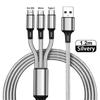 Kabel USB pro rychlé nabíjení 3 v 1 typu C Micro IOS Multi Charger kabel pro iPhone Huawei Samsung Nylonový pletený kabel