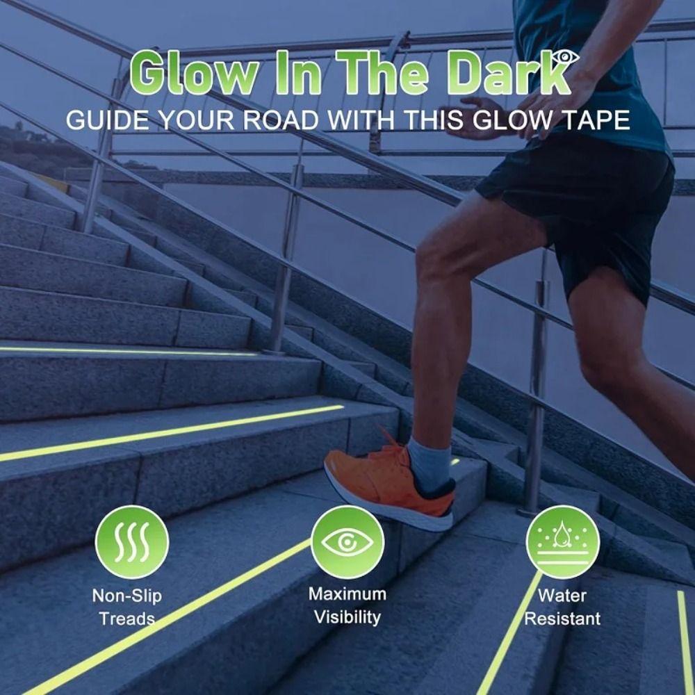 Self Adhesive Luminous Stair Treads 100cm Waterproof Steps Edge Protector PVC Staircases Anti Slip Strips Indoor Outdoor