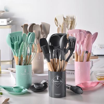 12PCS Food Grade Silicone Kitchen Cookware Utensils Turner Spatula Measuring Spoon Practical Cooking Tool Kitchenware Set
