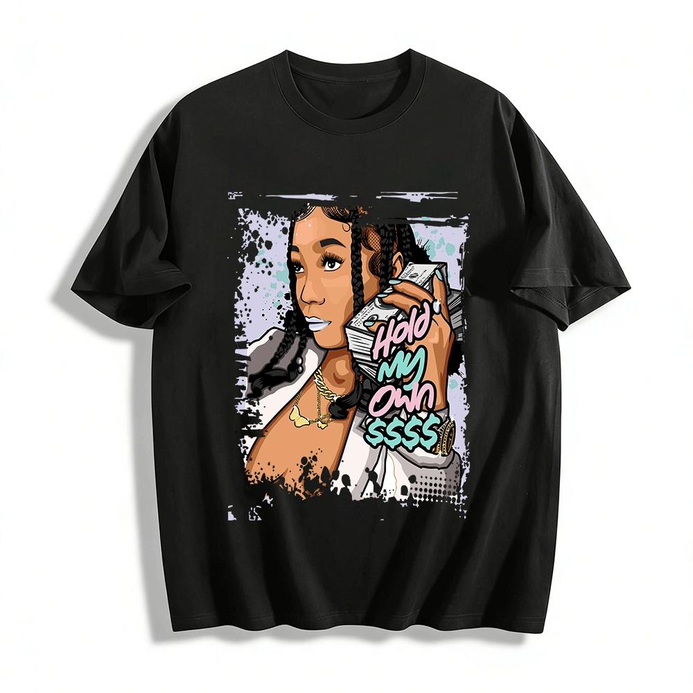 

Street Style Independent Woman Print T-shirt Money Motif Casual Top Pure cotton T-shirt XXS