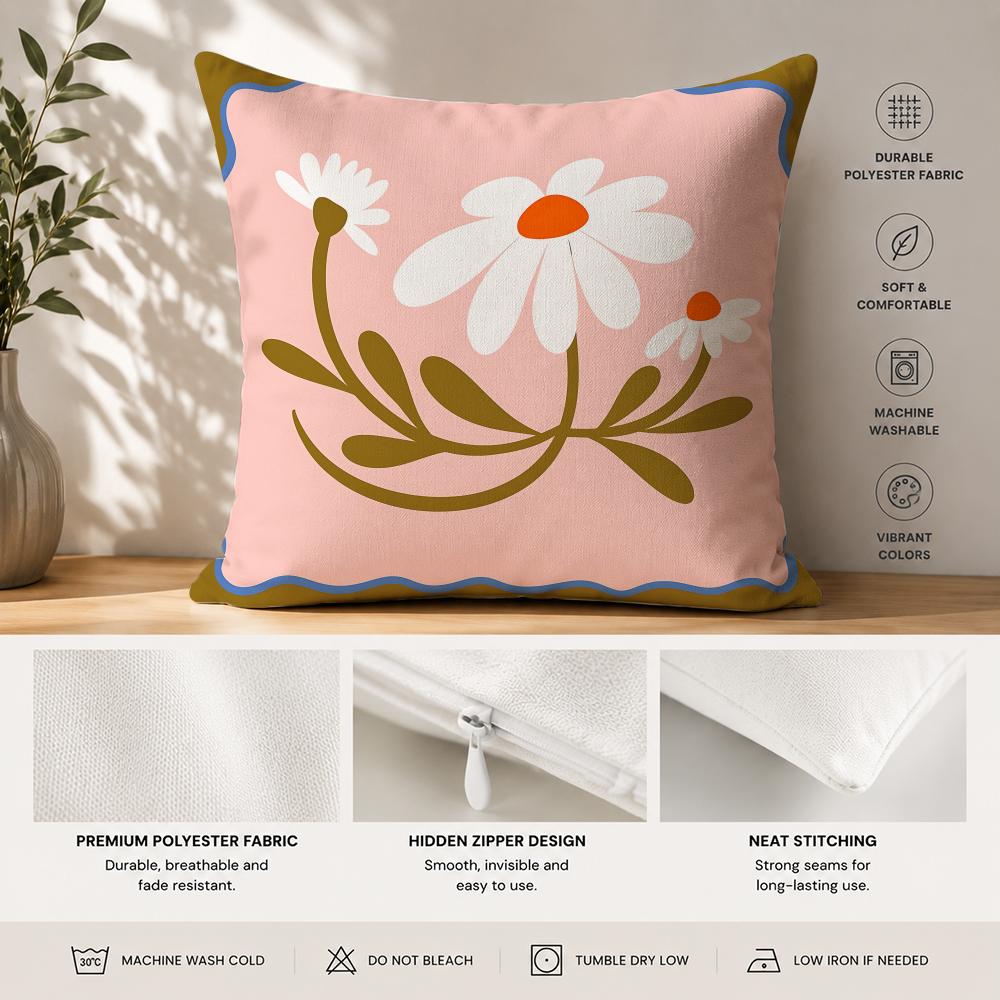 Flower Ins Simple Art Cushion Cover Silky Short Plush Invisible Zipper Dustproof Sofa Pillow Case For Home Decor