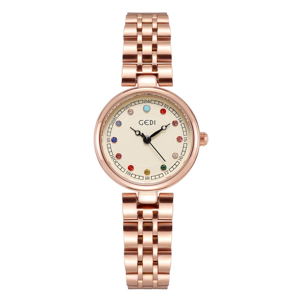 Creative High-end Colored Diamond Disc Women's Niche Light Luxury High-value Waterproof Stainless Steel Quartz Watch