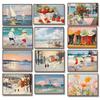 Cozy Snowy Landscape Winter Cottage Cowboy Sailboat Seascape Canvas Painting Poster Print Wall Art for Living Room Home Decor