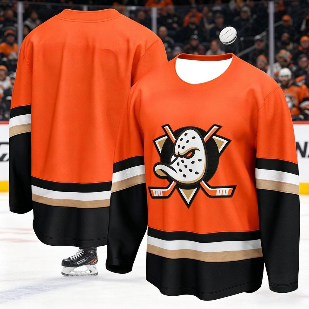 2026 New Men's Ice Hockey Training Shirt for The Duck Team - 3D Print, Breathable, Moisture-Wicking Long-Sleeved T-Shirt Kids