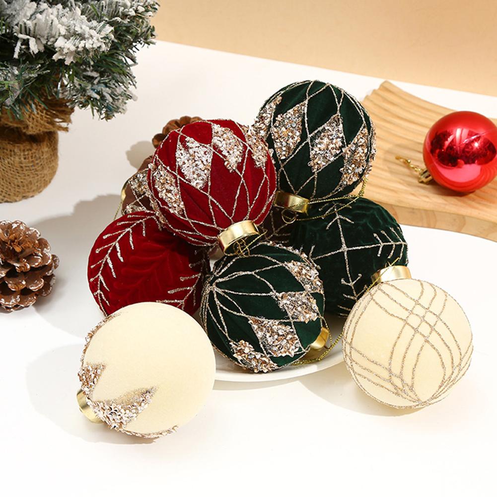 Holiday Tree Decorations Flocked Balls Decor Christmas Celebrations Brown White Complete Set Of Ornaments Cozy Atmosphere