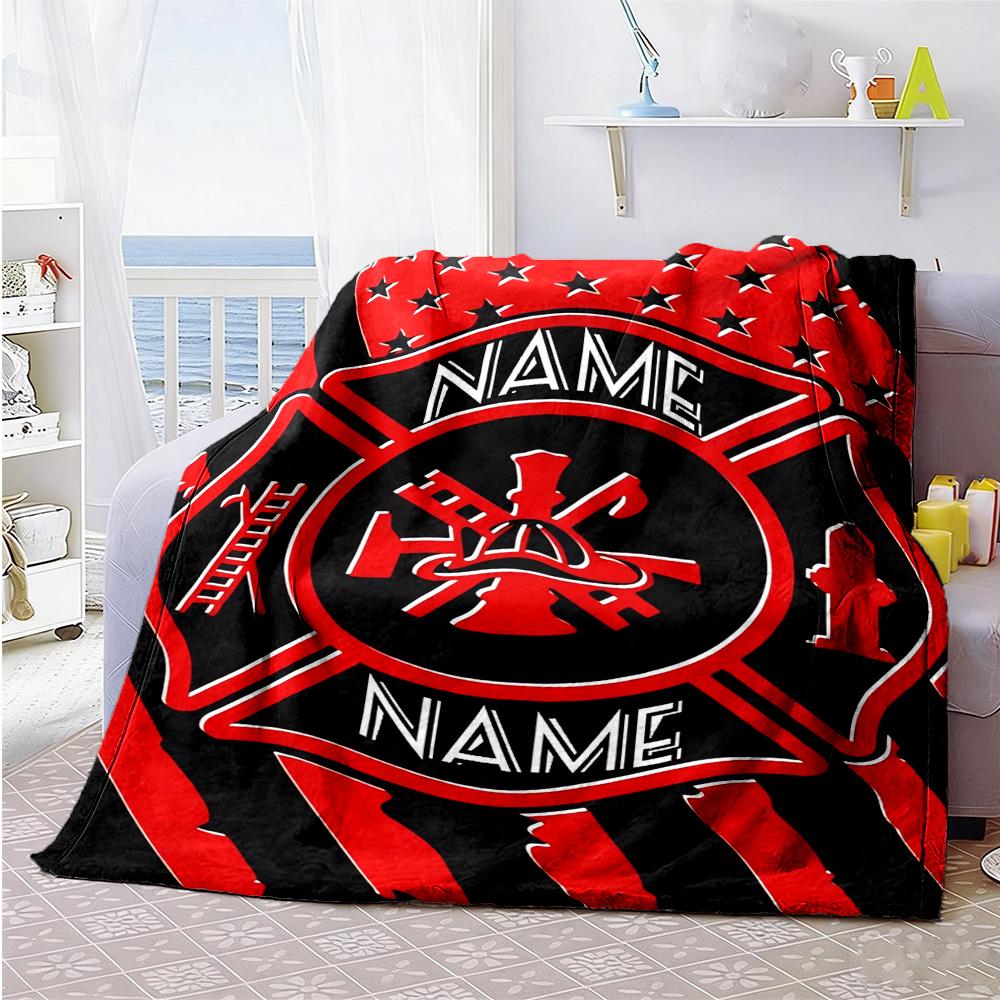 Firefighter Personalized Name Blanket Throw Personalized Blanket Soft Warm Cozy Perfect for Couch Bed Chair Office Chair for All Occasions