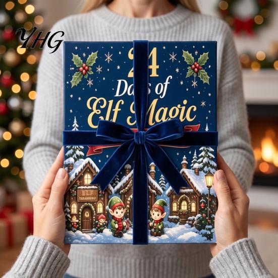 Cute Cartoon Elf Collectibles Magic Advent Calendar, 24 Day Acrylic 2D Ornament Set with Unique Christmas Gift for Children Mini Figures, Tree Hanging
