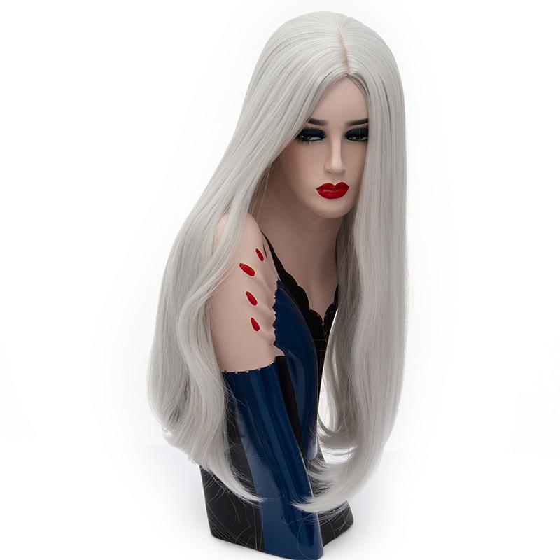 Long Straight Wigs Synthetic Orange Color Women's Wig 24 Inches Central Part Hair