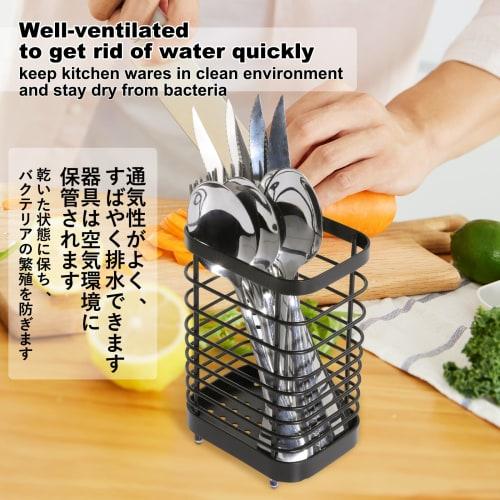 Toski Chopstick Holder, Cutlery Stand, 18/8 Stainless Steel, Kitchen Tool Stand, Chopstick Holder, Dish Drainer, Spoon Holder, Black