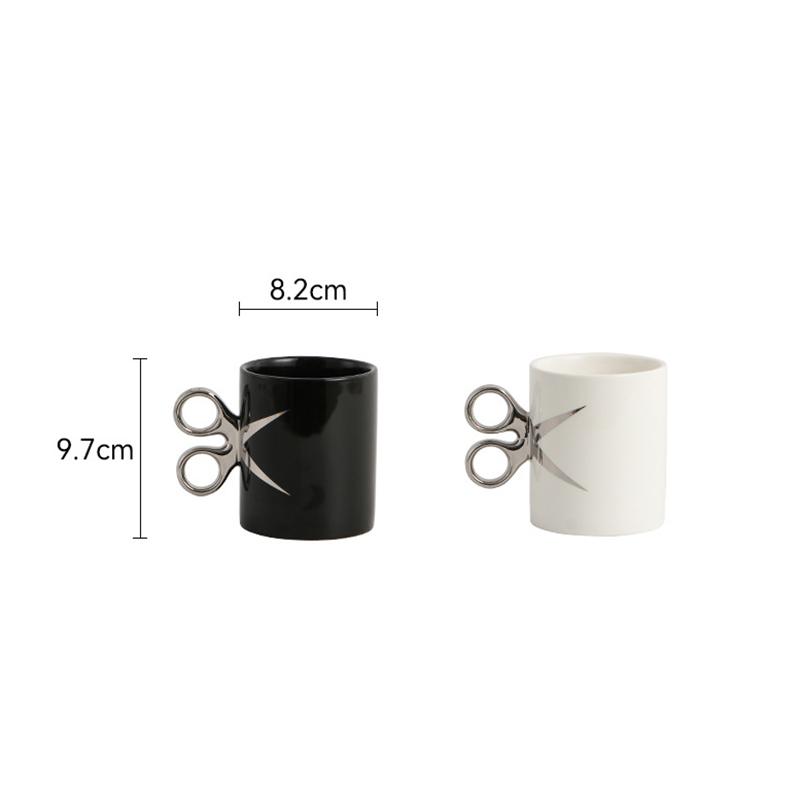 Electroplated Ceramic Coffee Cup Scissor Handle Modeling Ceramic Mug Afternoon Camellia Flower Tea Cup Home Breakfast Milk Mug