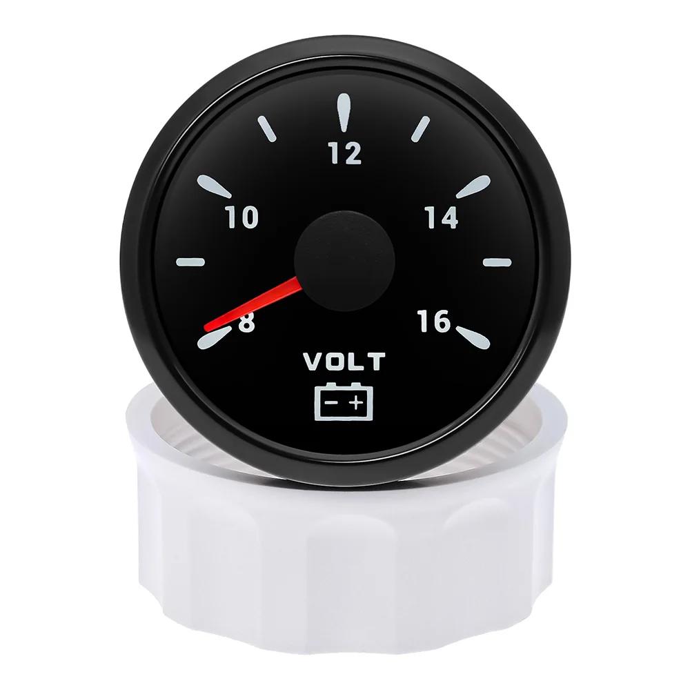12V Car Accessories 2" 52mm VOLT Meter 8-16V Waterproof Voltage Gauge with 7 Colors Backlight for Car Boat Marine