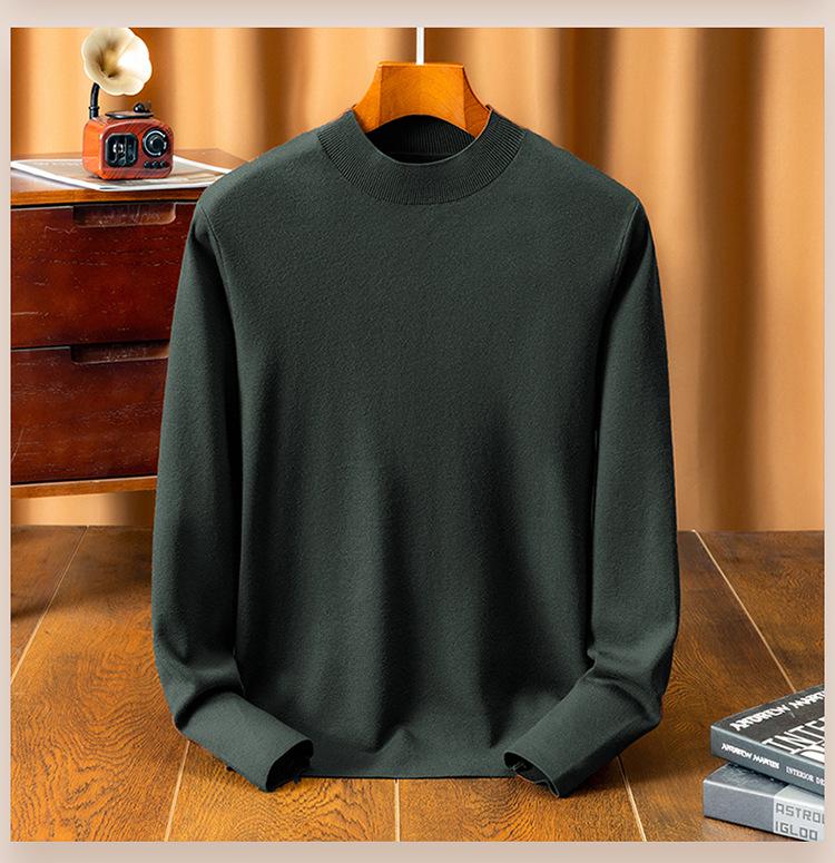 2025 Men's Winter Thickened Sweater: 48ct Fine-Spun, 400g Semi-High Collar, 100% Pure Wool
