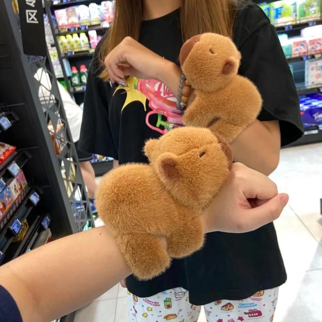 New Capybara Clap Circle Toys Slap Snap Wrap Wristband Bracelet Capybara Plush Hand Ring Fun Pop Circles Kids Christmas Gift