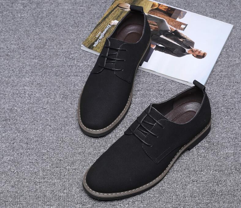 Fashion New Men's Casual Lace-up Shoes Suede Leather Mens Light Comfortable Driving Flats Men Classic Outdoor Oxfords EUR Sizes 38-48