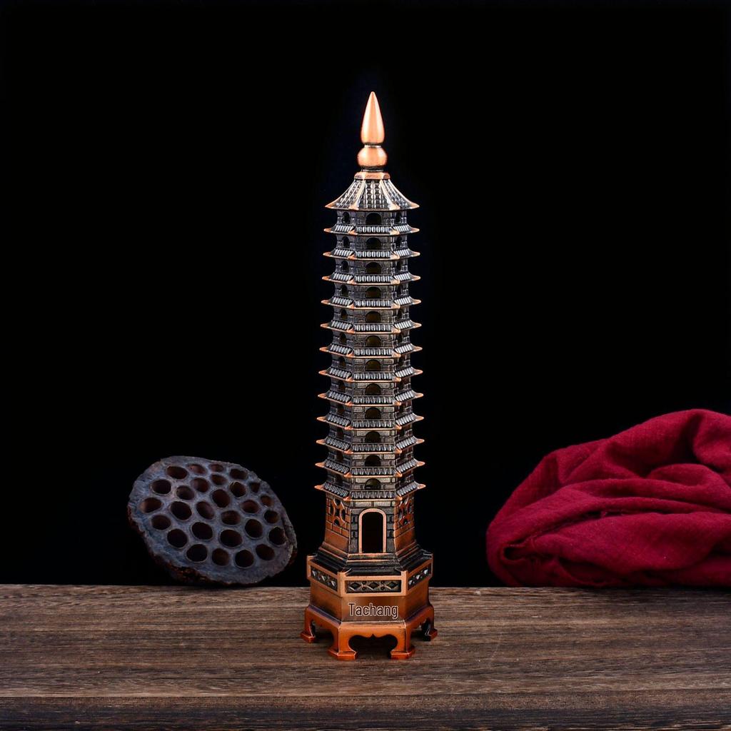 Brass Nine-Story Wenchang Tower Office Decoration Ornament